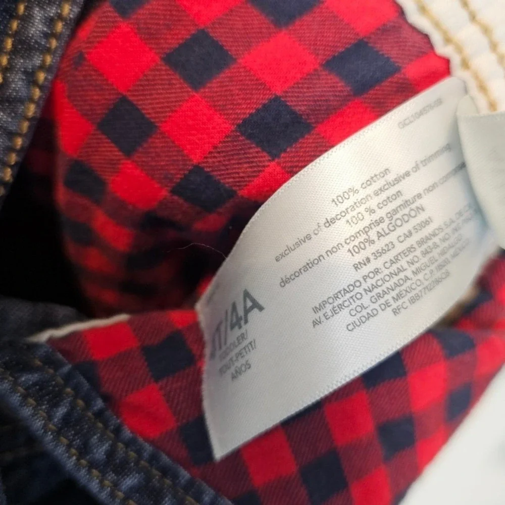 OshKosh B'gosh‎ Boys Plaid-Lined Denim Overalls | Retro Classic Style Size 4T